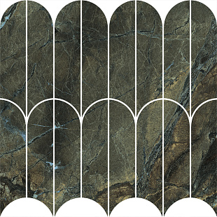 MEZN Mosaico Ventaglio Verde Borgogna Lux